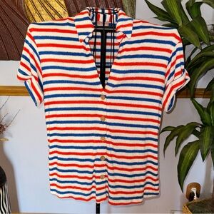 Show Me Your Mumu Striped Terry Cloth Button Top